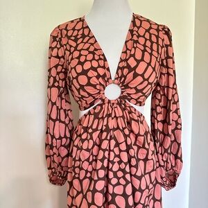 Anthropologie Black and Pink Plunge Sundress